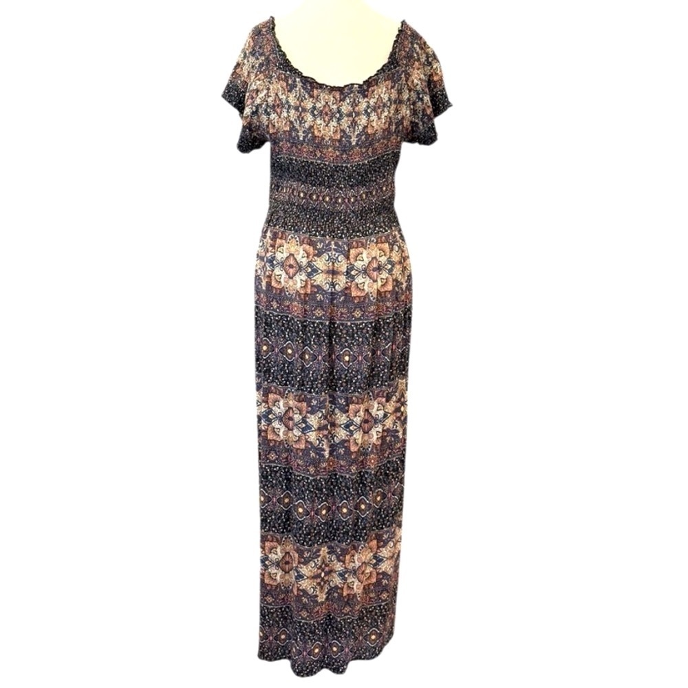 Soft Surroundings Short Sleeves Smocked Waist Scoop Neck Bohemian Large Petite - Picture 3 of 8